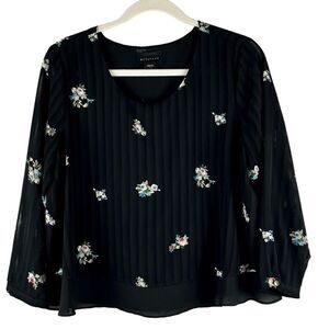 Metaphor Floral Flowy Long Sleeve Semi-Sheer Blouse Medium